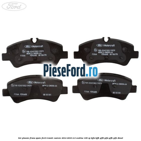 Set placute frana spate Ford Transit Custom 2014-2018 2.0 EcoBlue 105 cp BJFA, BJFB, YLF6, YLFA, YLFB, YLFS diesel