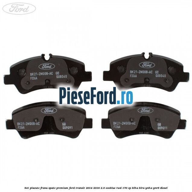 Set placute frana spate premium Ford Transit 2014-2018 2.0 EcoBlue RWD 170 cp BLHA, BLRA, YNHA, YNR6 diesel