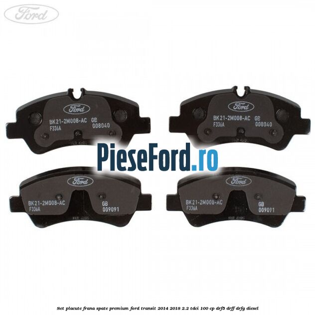 Set placute frana spate premium Ford Transit 2014-2018 2.2 TDCi 100 cp DRF5, DRFF, DRFG diesel