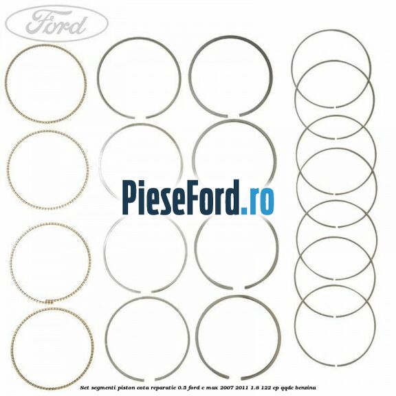 Set segmenti piston cota reparatie 0.5 Ford C-Max 2007-2011 1.8 122 cp QQDC benzina