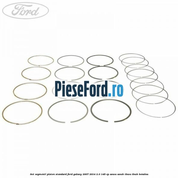 Set segmenti piston standard Ford Galaxy 2007-2014 2.0 145 cp AOWA, AOWB, TBWA, TBWB benzina