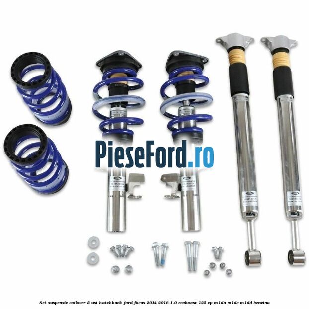 Set suspensie coilover 5 usi hatchback Ford Focus 2014-2018 1.0 EcoBoost 125 cp M1DA, M1DC, M1DD benzina