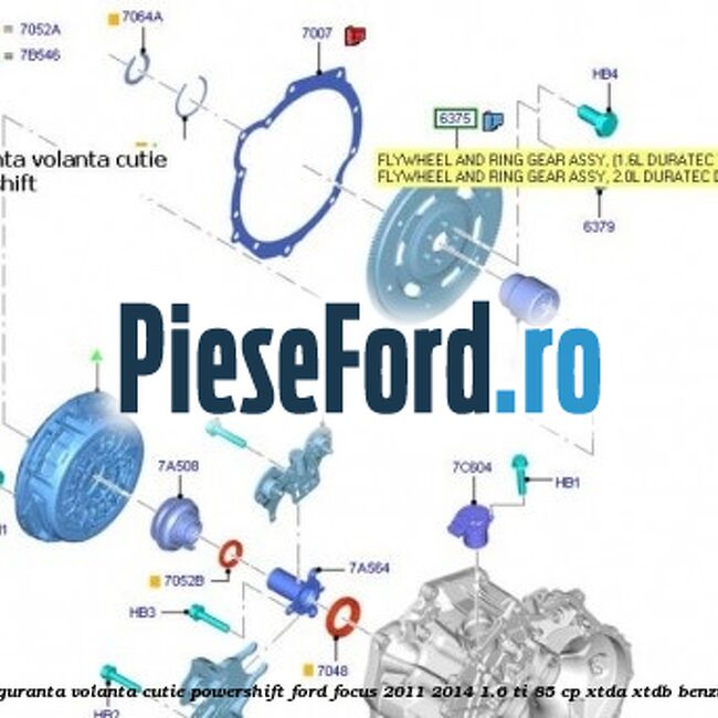 Siguranta volanta cutie Powershift Ford Focus 2011-2014 1.6 Ti 85 cp XTDA, XTDB benzina