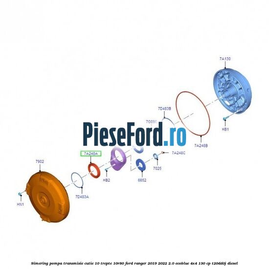 Simering pompa transmisie cutie 10 trepte 10R80 Ford Ranger 2019-2022 2.0 EcoBlue 4x4 130 cp T20DD0J diesel