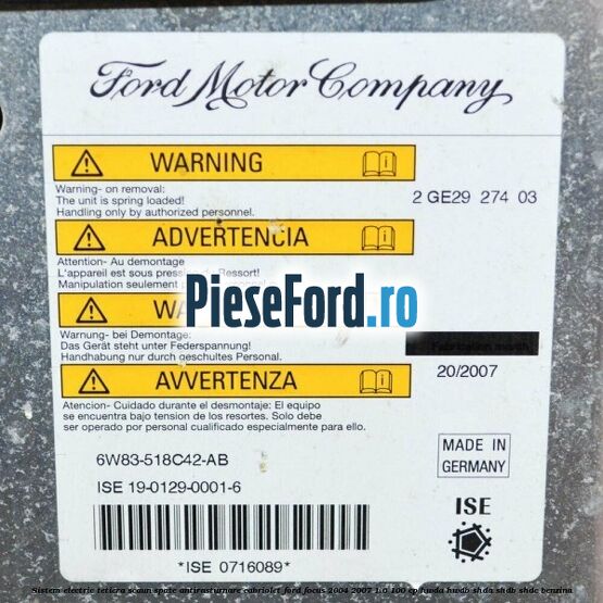Sistem electric tetiera scaun spate antirasturnare Cabriolet Ford Focus 2004-2007 1.6 100 cp HWDA, HWDB, SHDA, SHDB, SHDC benzina