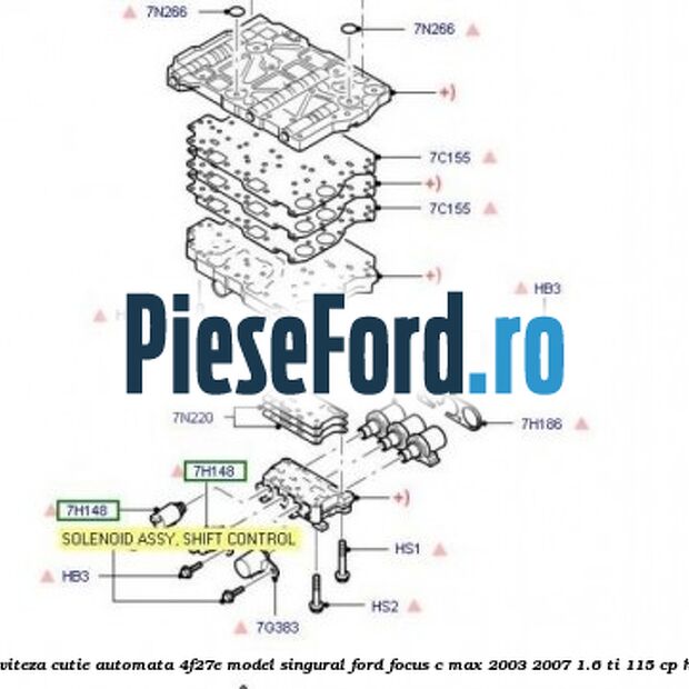 Solenoid control viteza cutie automata 4F27E model singural Ford Focus C-Max 2003-2007 1.6 Ti 115 cp HXDA, SIDA benzina