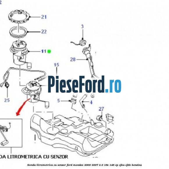 Sonda litrometrica cu senzor Ford Mondeo 2000-2007 2.0 16V 146 cp CJBA, CJBB benzina