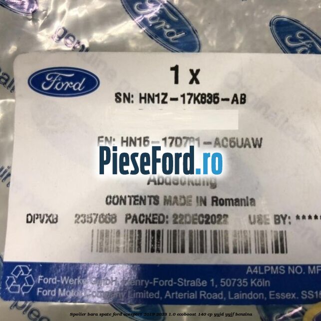 Spoiler bara spate Ford EcoSport 2019-2023 1.0 EcoBoost 140 cp Spoiler bara spate Ford EcoSport 2019-2023 1.0 EcoBoost 140 cp YYJD, YYJF benzina