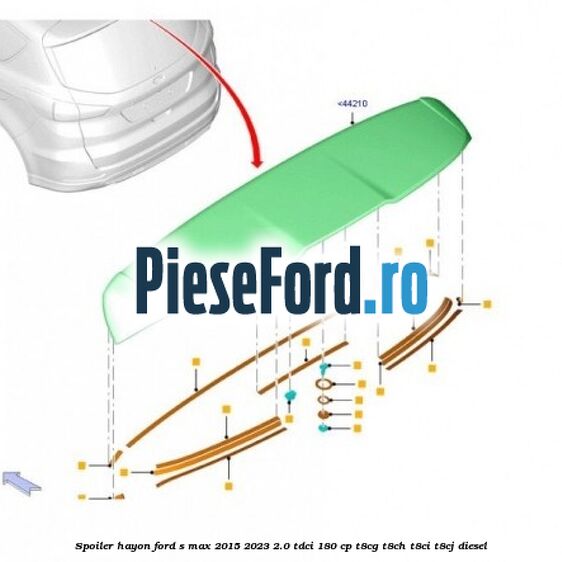 Spoiler hayon Ford S-Max 2015-2023 2.0 TDCi 180 cp T8CG, T8CH, T8CI, T8CJ diesel