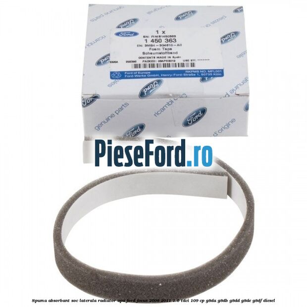 Spuma absorbant soc laterala radiator apa Ford Focus 2008-2011 1.6 TDCi 109 cp G8DA, G8DB, G8DD, G8DE, G8DF diesel