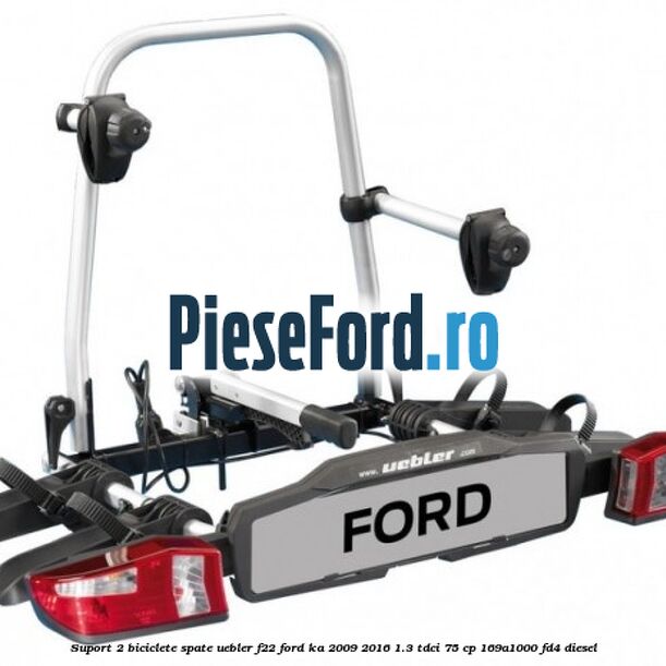 Suport 2 biciclete spate Uebler F22 Ford Ka 2009-2016 1.3 TDCi 75 cp 169A1000, FD4 diesel