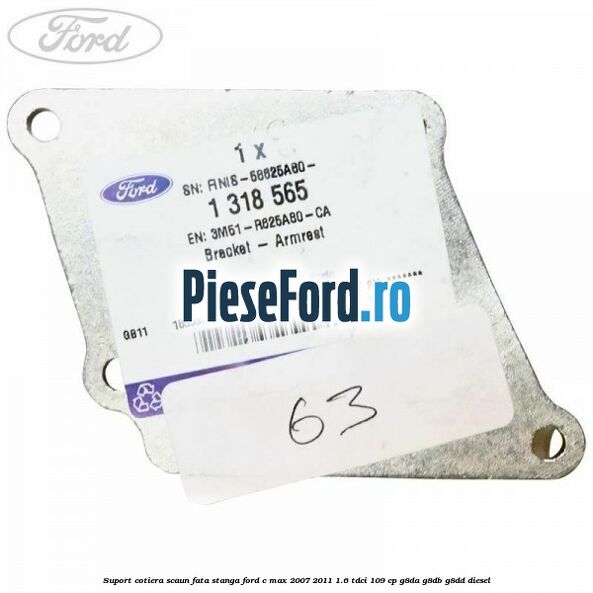 Suport cotiera scaun fata stanga Ford C-Max 2007-2011 1.6 TDCi 109 cp G8DA, G8DB, G8DD diesel