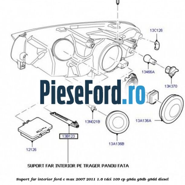 Suport far interior Ford C-Max 2007-2011 1.6 TDCi 109 cp G8DA, G8DB, G8DD diesel