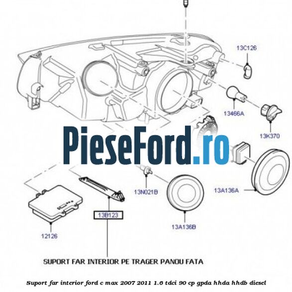 Suport far interior Ford C-Max 2007-2011 1.6 TDCi 90 cp GPDA, HHDA, HHDB diesel
