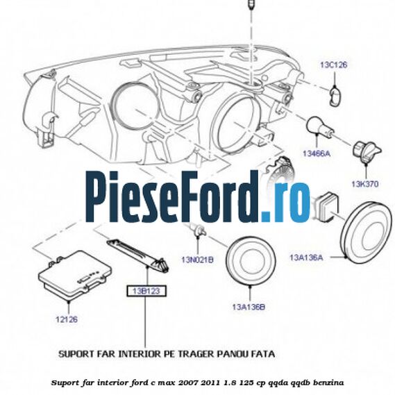 Suport far interior Ford C-Max 2007-2011 1.8 125 cp QQDA, QQDB benzina