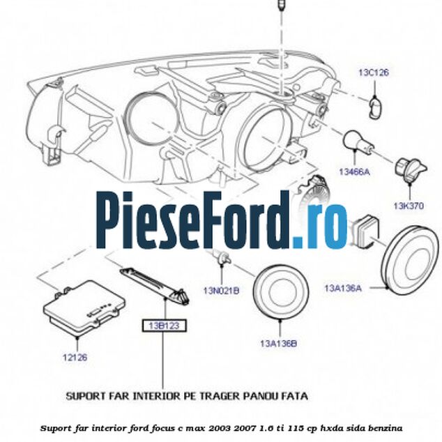 Suport far interior Ford Focus C-Max 2003-2007 1.6 Ti 115 cp HXDA, SIDA benzina