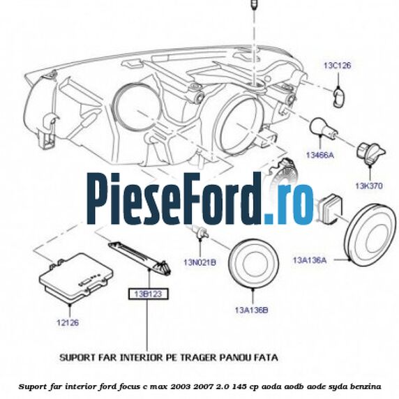 Suport far interior Ford Focus C-Max 2003-2007 2.0 145 cp AODA, AODB, AODE, SYDA benzina