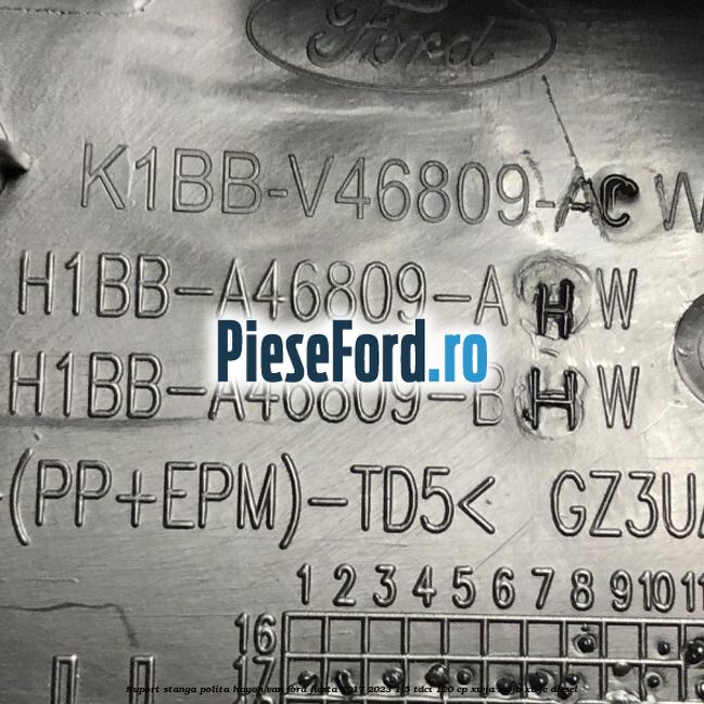 Suport stanga polita hayon VAN Ford Fiesta 2017-2023 1.5 TDCi 120 cp XWJA, XWJB, XWJC diesel