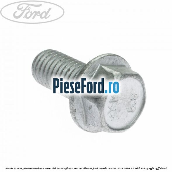Surub 22 mm prindere conducta retur ulei turbosuflanta sau catalizator Ford Transit Custom 2014-2018 2.2 TDCi 125 cp Surub 22 mm prindere conducta retur ulei turbosuflanta sau catalizator Ford Transit Custom 2014-2018 2.2 TDCi 125 cp CYF4, CYFF diesel