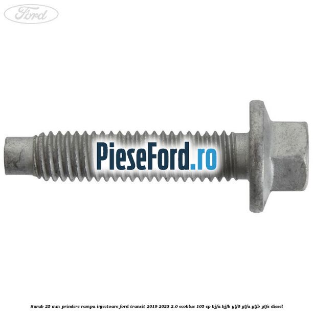 Surub 25 mm prindere rampa injectoare Ford Transit 2019-2023 2.0 EcoBlue 105 cp BJFA, BJFB, YLF6, YLFA, YLFB, YLFS diesel