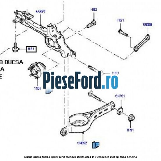 Surub bucsa fuzeta spate Ford Mondeo 2008-2014 2.0 EcoBoost 203 cp TNBA benzina