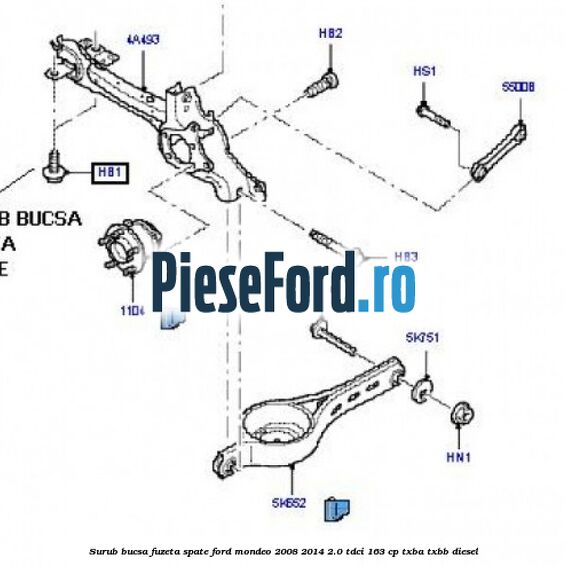 Surub bucsa fuzeta spate Ford Mondeo 2008-2014 2.0 TDCi 163 cp TXBA, TXBB diesel