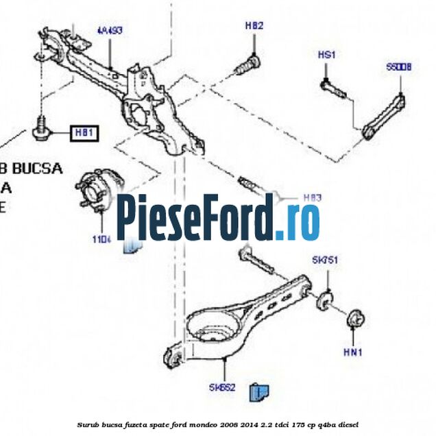 Surub bucsa fuzeta spate Ford Mondeo 2008-2014 2.2 TDCi 175 cp Q4BA diesel