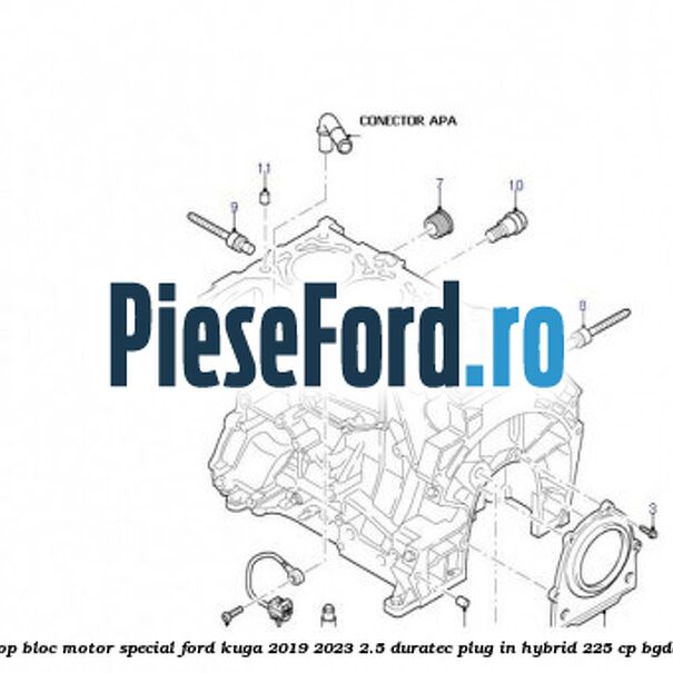 Surub dop bloc motor special Ford Kuga 2019-2023 2.5 Duratec Plug-in-Hybrid 225 cp BGDA hybrid