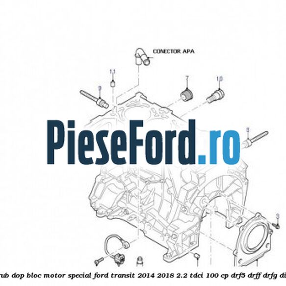 Surub dop bloc motor special Ford Transit 2014-2018 2.2 TDCi 100 cp DRF5, DRFF, DRFG diesel
