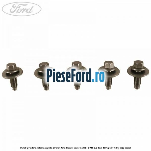 Surub prindere balama capota 20 mm Ford Transit Custom 2014-2018 2.2 TDCi 100 cp Surub prindere balama capota 20 mm Ford Transit Custom 2014-2018 2.2 TDCi 100 cp DRF4, DRFF, DRFG diesel