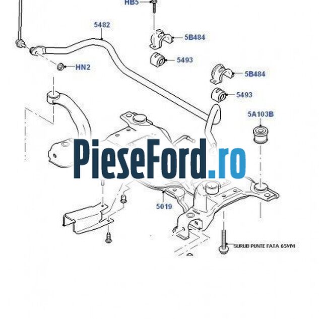 Surub prindere punte fata 65 MM Ford C-Max 2007-2011 2.0 TDCi 110 cp IXDA diesel