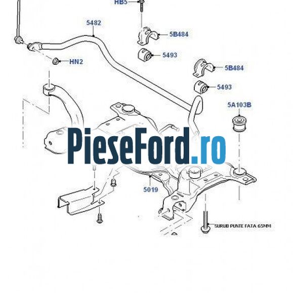 Surub prindere punte fata 65 MM Ford Focus 2004-2007 2.0 TDCi 136 cp G6DA, G6DB, G6DD, G6DG diesel