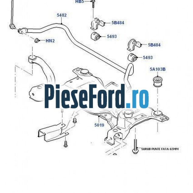 Surub prindere punte fata 65 MM Ford Kuga 2008-2012 2.5 4x4 200 cp HYDB, HYDC benzina