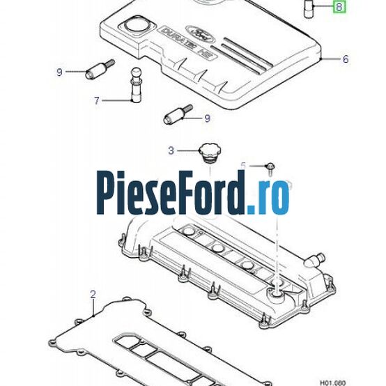 Surub sustinere capac motor alb Ford Fiesta 2002-2005 ST150 150 cp N4JB benzina