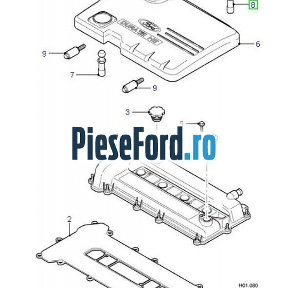 Surub sustinere capac motor alb Ford Focus 2008-2011 2.0 145 cp AODA, AODB, AODE, SYDA benzina