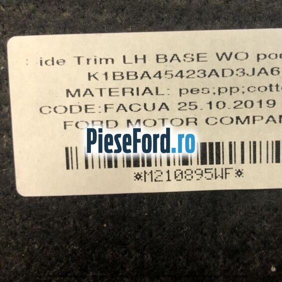 Tapiterie aripa stanga compartiment portbagaj Ford Fiesta 2017-2023 1.0 EcoBoost 140 cp Tapiterie aripa stanga compartiment portbagaj Ford Fiesta 2017-2023 1.0 EcoBoost 140 cp YYJE, YYJG benzina