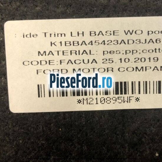 Tapiterie aripa stanga compartiment portbagaj Ford Fiesta 2017-2023 1.1 Ti-VCT 75 cp FSJB benzina