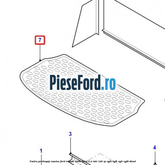 Tavita portbagaj, cauciuc Ford Transit 2006-2014 2.2 TDCi 125 cp CYFA, CYFB, CYFC, CYFD diesel