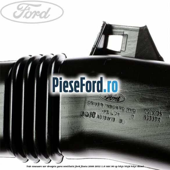 Tub evacuare aer dreapta gura ventilatie Ford Fiesta 2008-2012 1.6 TDCi 90 cp HHJC, HHJD, HHJE diesel