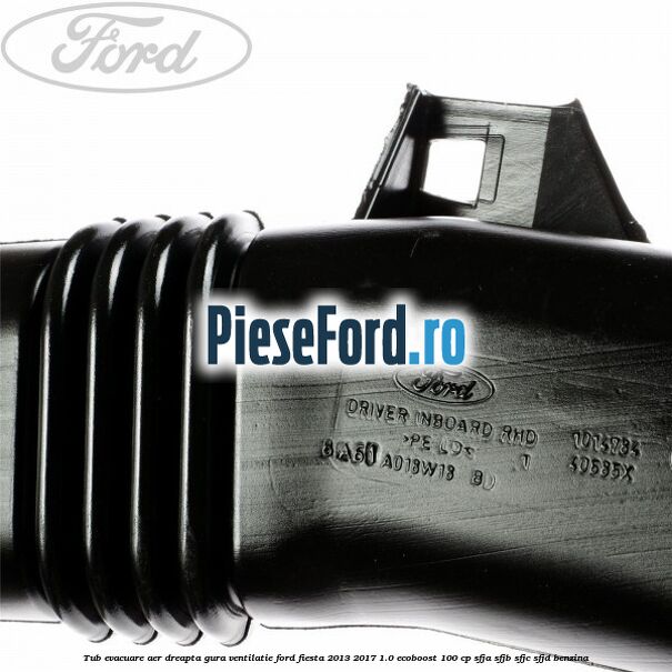 Tub evacuare aer dreapta gura ventilatie Ford Fiesta 2013-2017 1.0 EcoBoost 100 cp SFJA, SFJB, SFJC, SFJD benzina