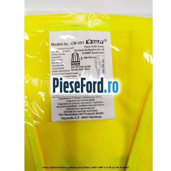 Vesta reflectorizanta galbena Ford Fiesta 1989-1996 1.0 45 cp TLB benzina