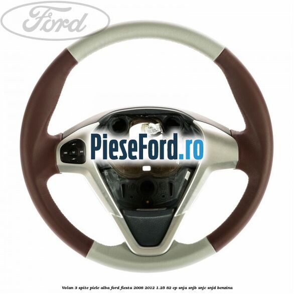 Volan 3 spite piele alba Ford Fiesta 2008-2012 1.25 82 cp SNJA, SNJB, SNJC, SNJD benzina