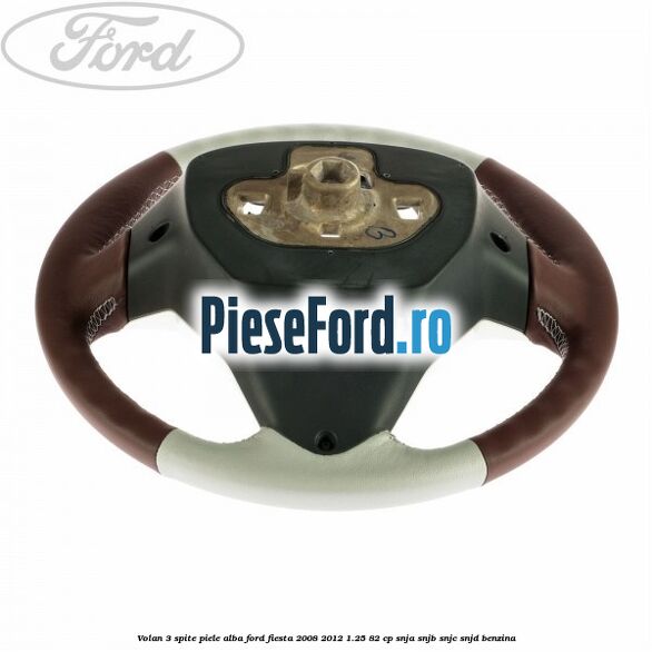 Volan 3 spite piele alba Ford Fiesta 2008-2012 1.25 82 cp SNJA, SNJB, SNJC, SNJD benzina