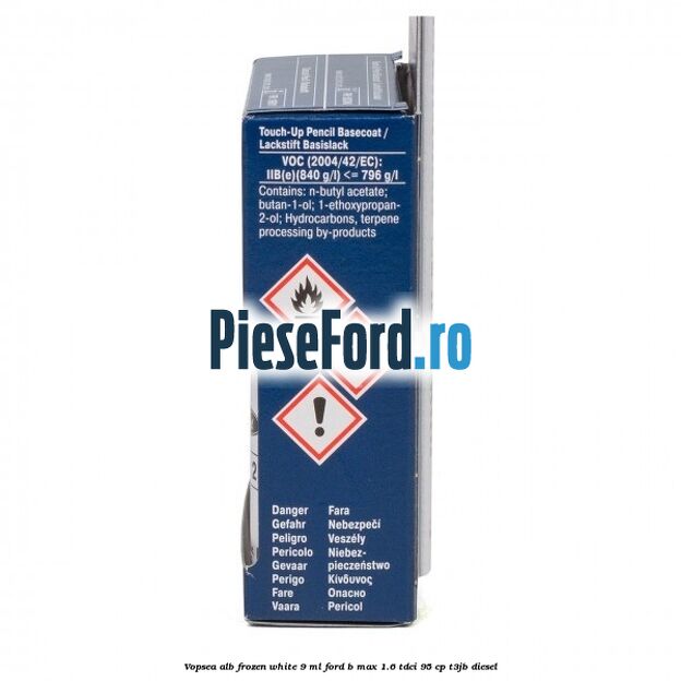 Vopsea alb Frozen White, 9 ml Ford B-Max 1.6 TDCi 95 cp T3JB diesel
