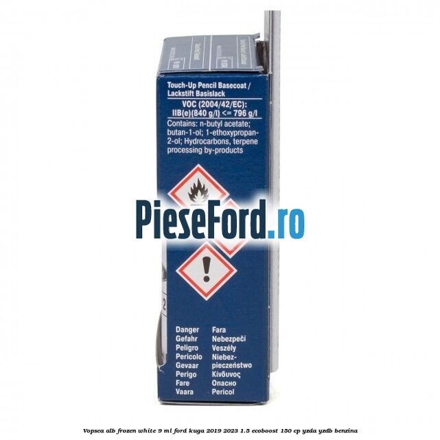 Vopsea alb Frozen White, 9 ml Ford Kuga 2019-2023 1.5 EcoBoost 150 cp YZDA, YZDB benzina