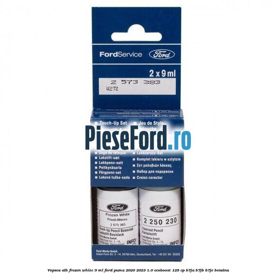 Vopsea alb Frozen White, 9 ml Ford Puma 2020-2023 1.0 EcoBoost 125 cp B7JA, B7JB, B7JE benzina