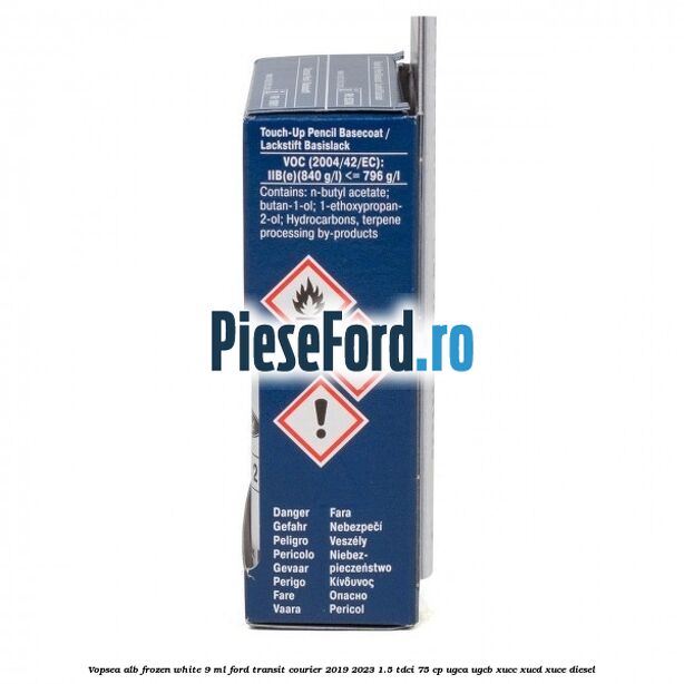 Vopsea alb Frozen White, 9 ml Ford Transit Courier 2019-2023 1.5 TDCi 75 cp Vopsea alb Frozen White, 9 ml Ford Transit Courier 2019-2023 1.5 TDCi 75 cp UGCA, UGCB, XUCC, XUCD, XUCE diesel