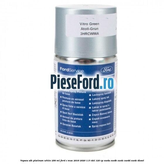 Vopsea alb Platinum White, 250 ml Ford C-Max 2016-2020 1.5 TDCi 120 cp XWDA, XWDB, XWDC, XWDD, XWDE diesel