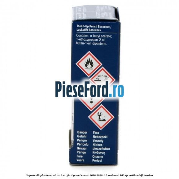 Vopsea alb Platinum White, 9 ml Ford Grand C-Max 2016-2020 1.5 EcoBoost 150 cp M8DB, M8DF benzina