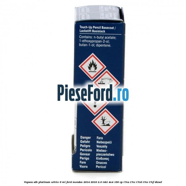Vopsea alb Platinum White, 9 ml Ford Mondeo 2014-2018 2.0 TDCi 4x4 150 cp T7CA, T7CC, T7CD, T7CE, T7CF diesel